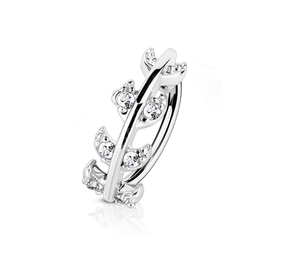 Surgical Steel Bendable Nose Hoop Ring with CZ Vine - 18 & 20 Gauge - photo 4