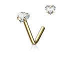 Surgical Steel Nose Ring Stud 20 & 18 Gauge 1/4" L Bend Heart Gem - Kruelty - Photo 2
