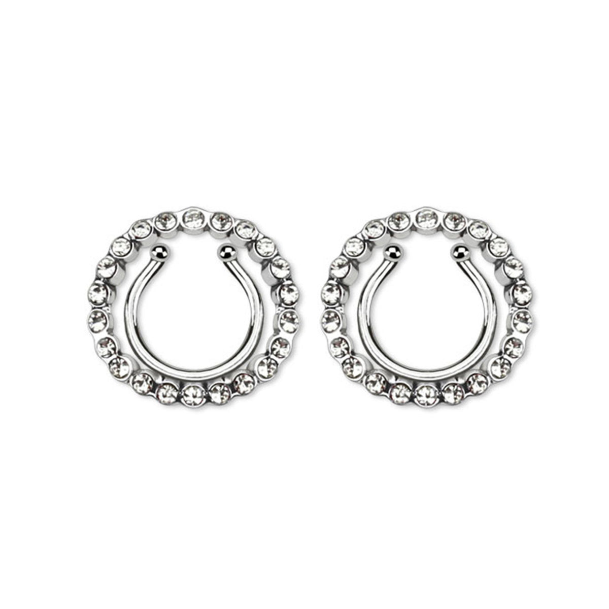 Non Clip On Nipple Ring Adjustable Circle & Gems - Pair - Kruelty - Photo 2