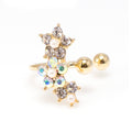 Gold IP Non-Piercing Ear Cartilage Cuff with Faux Pearl Flower
