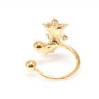Gold IP Non-Piercing Ear Cartilage Cuff with Faux Pearl Flower