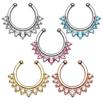 Surgical Steel Non-Piercing Single Line CZ Septum Hanger