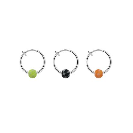 Non-Piercing Spring Hoops with Acrylic Checker Beads - Pair