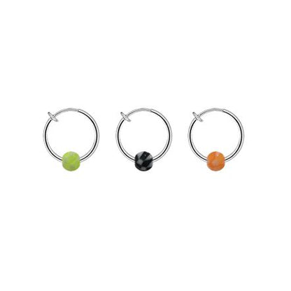 Non-Piercing Spring Hoops with Acrylic Checker Beads - Pair