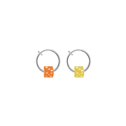 Non-Piercing Spring Hoops with Acrylic Dice Beads - Pair