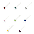 Surgical Steel 20 Gauge Nose Bone with Clear CZ Gem - 1/4 Inch