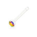 Surgical Steel 20 Gauge Nose Bone with Clear CZ Gem - 1/4 Inch