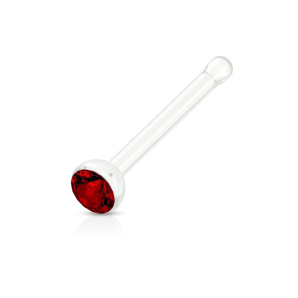Surgical Steel 20 Gauge Nose Bone with Clear CZ Gem - 1/4 Inch
