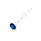 Surgical Steel 20 Gauge Nose Bone with Clear CZ Gem - 1/4 Inch