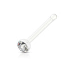 Surgical Steel 20 Gauge Nose Bone with Clear CZ Gem - 1/4 Inch