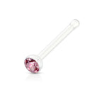 Surgical Steel 20 Gauge Nose Bone with Clear CZ Gem - 1/4 Inch