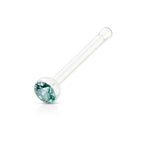 Surgical Steel 20 Gauge Nose Bone with Clear CZ Gem - 1/4 Inch