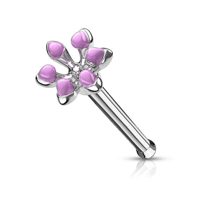 Surgical Steel 20 Gauge Nose Bone Stud with Enamel Flower - photo 7