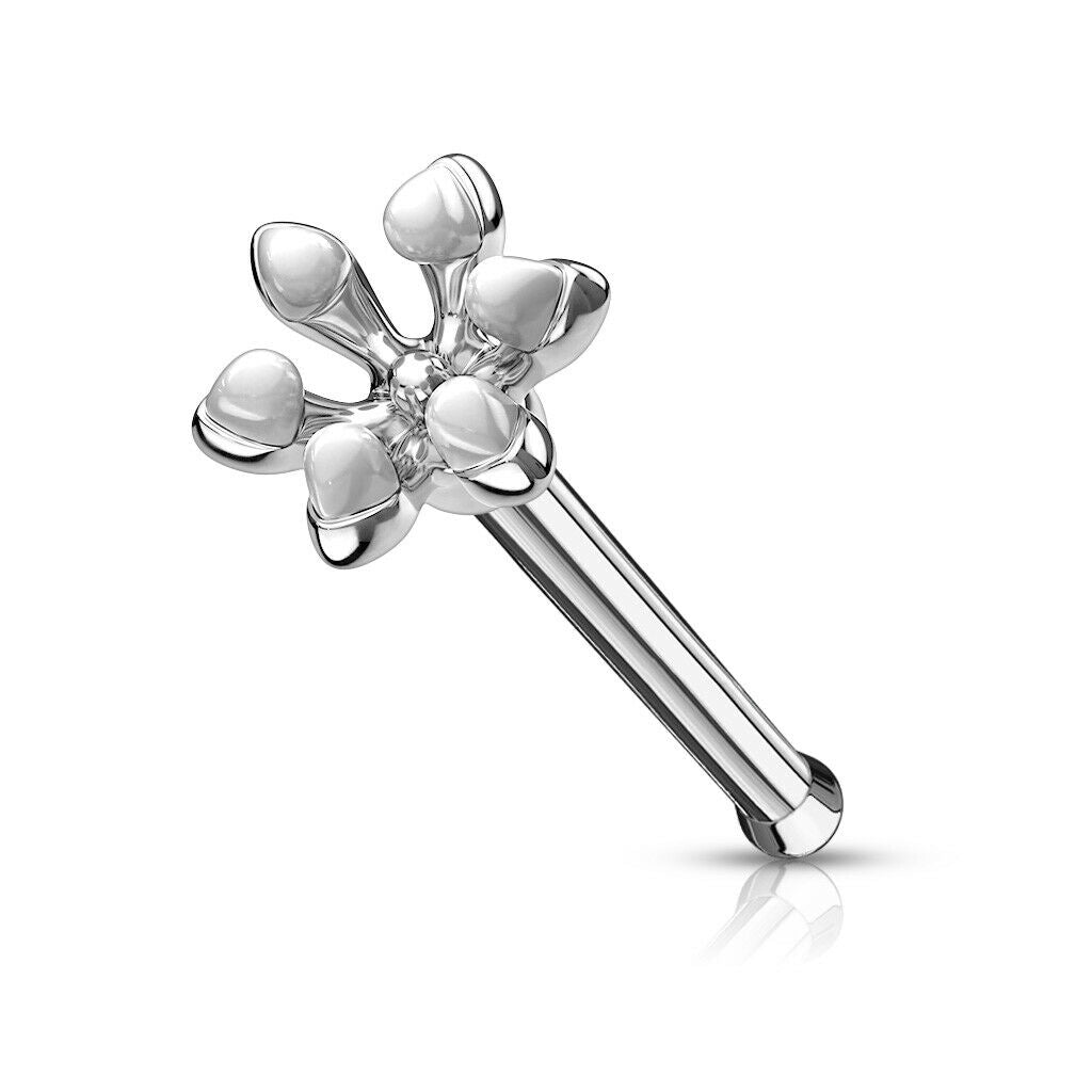 Surgical Steel 20 Gauge Nose Bone Stud with Enamel Flower - photo 8