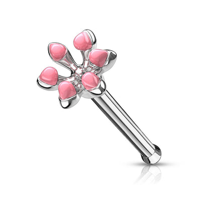 Surgical Steel 20 Gauge Nose Bone Stud with Enamel Flower - photo 6