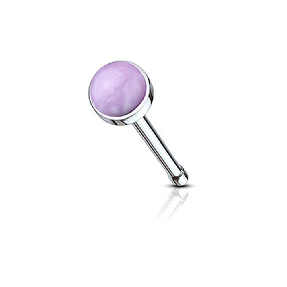 Surgical Steel 20 Gauge Nose Bone Stud with Semi Precious Stone - photo 2
