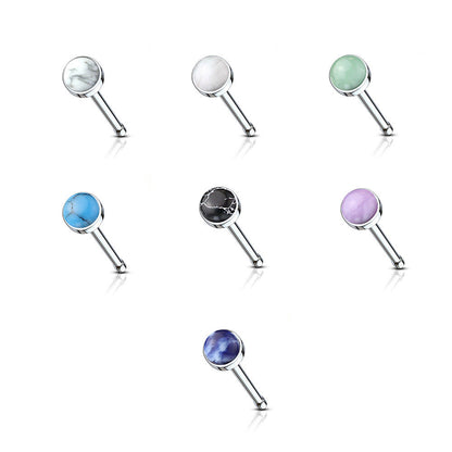 Surgical Steel 20 Gauge Nose Bone Stud with Semi Precious Stone