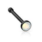 IP Surgical Steel Nose Bone with Opalite Press Fit Gem