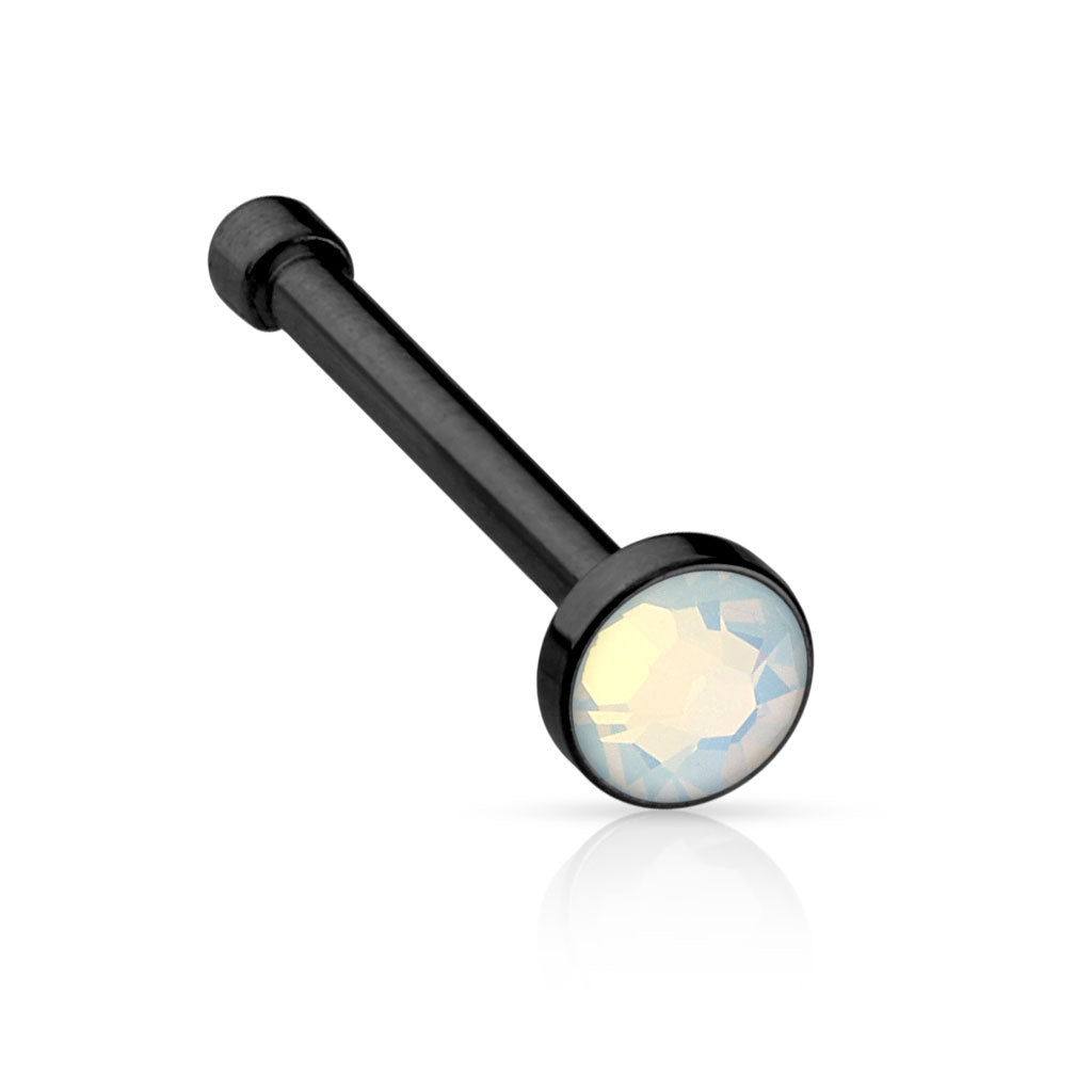 IP Surgical Steel Nose Bone with Opalite Press Fit Gem