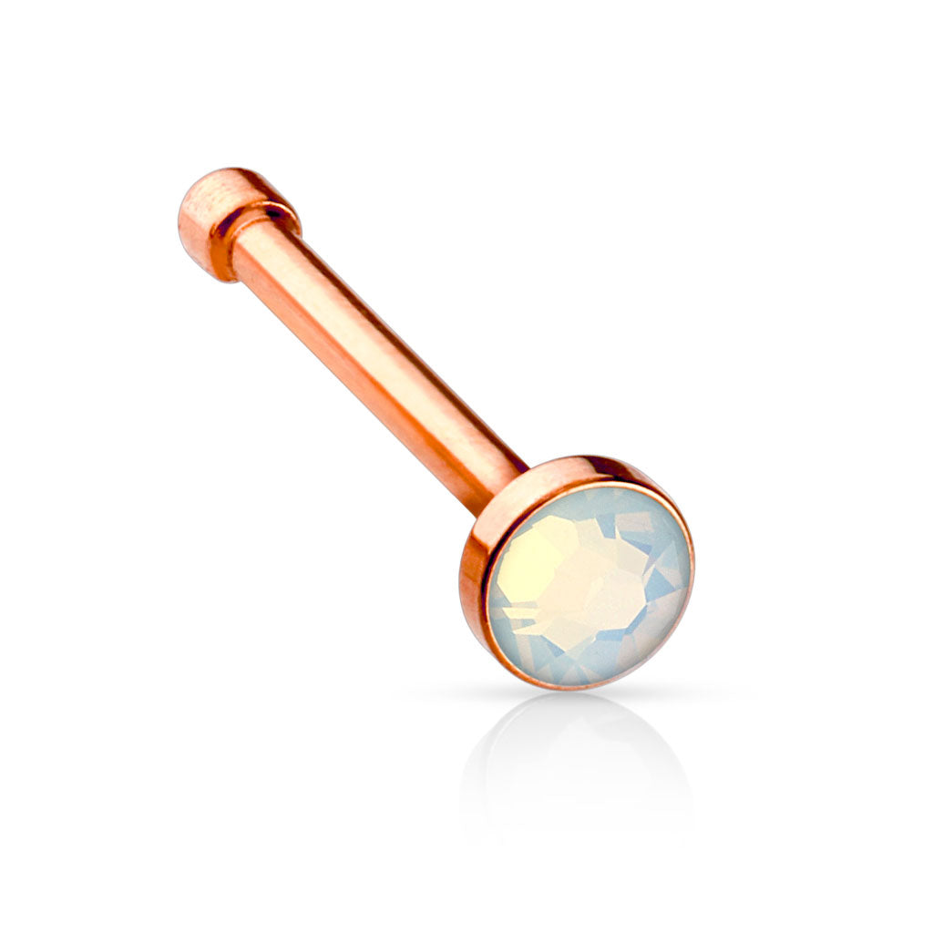 IP Surgical Steel Nose Bone with Opalite Press Fit Gem