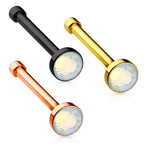IP Surgical Steel Nose Bone with Opalite Press Fit Gem