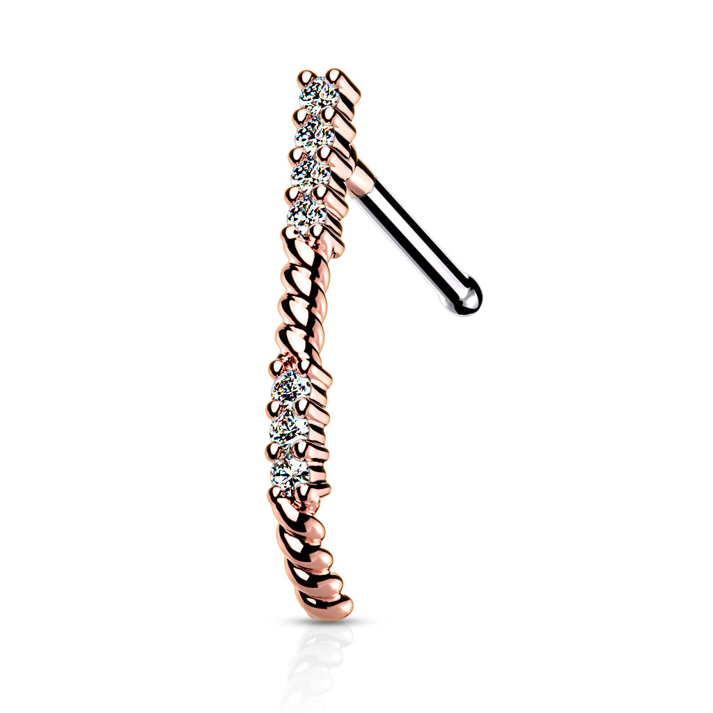 Surgical Steel 20 Gauge Nose Bone Stud with CZ Paved Crawler - photo 5