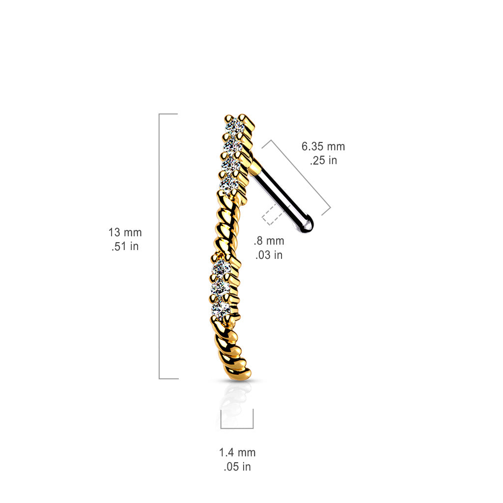Surgical Steel 20 Gauge Nose Bone Stud with CZ Paved Crawler - photo 6