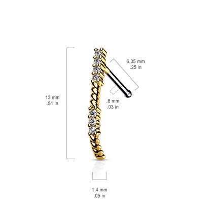 Surgical Steel 20 Gauge Nose Bone Stud with CZ Paved Crawler - photo 6