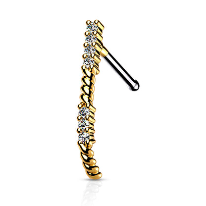 Surgical Steel 20 Gauge Nose Bone Stud with CZ Paved Crawler - photo 4