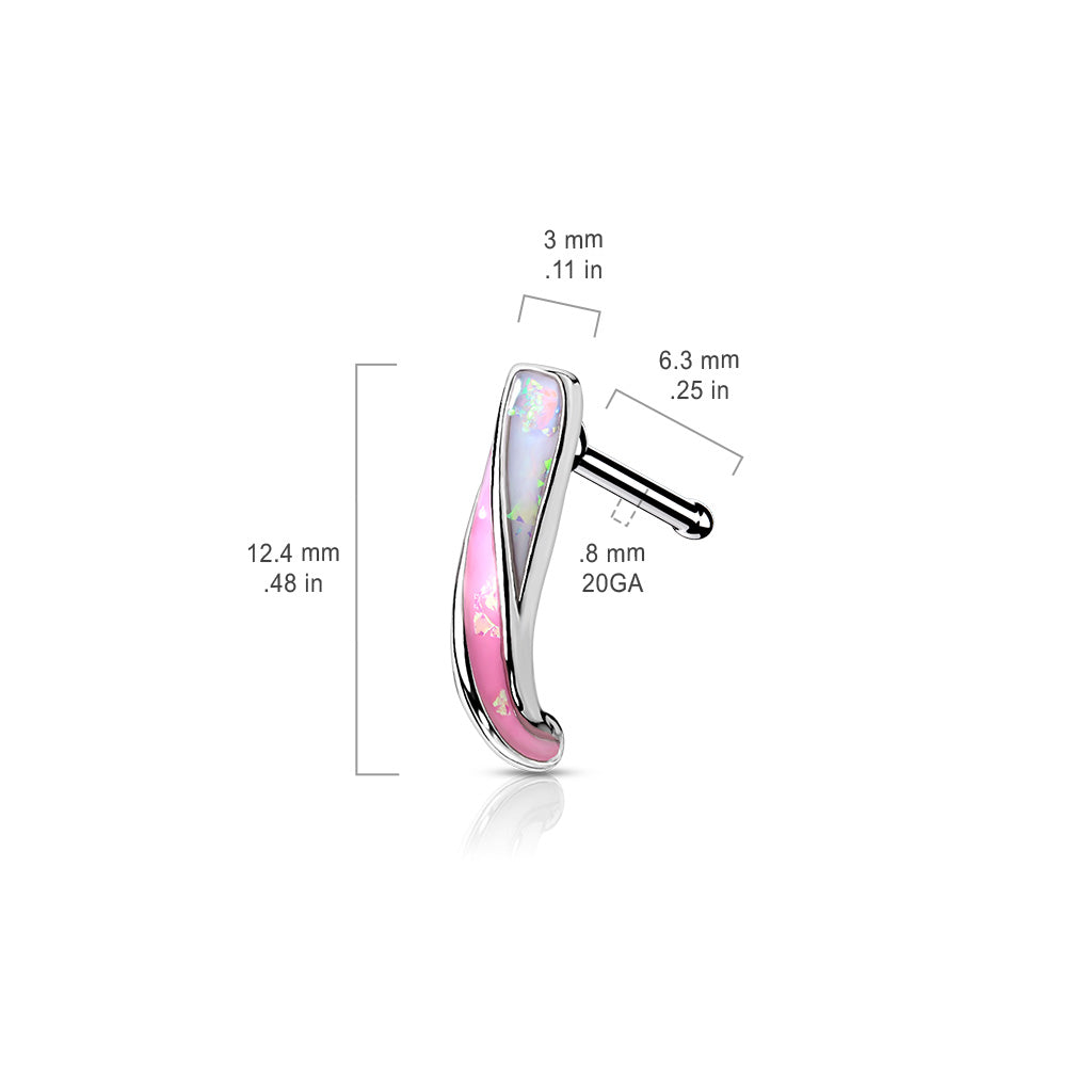 Surgical Steel 20 Gauge Nose Bone Stud with Opalite Twist Crawler - photo 5