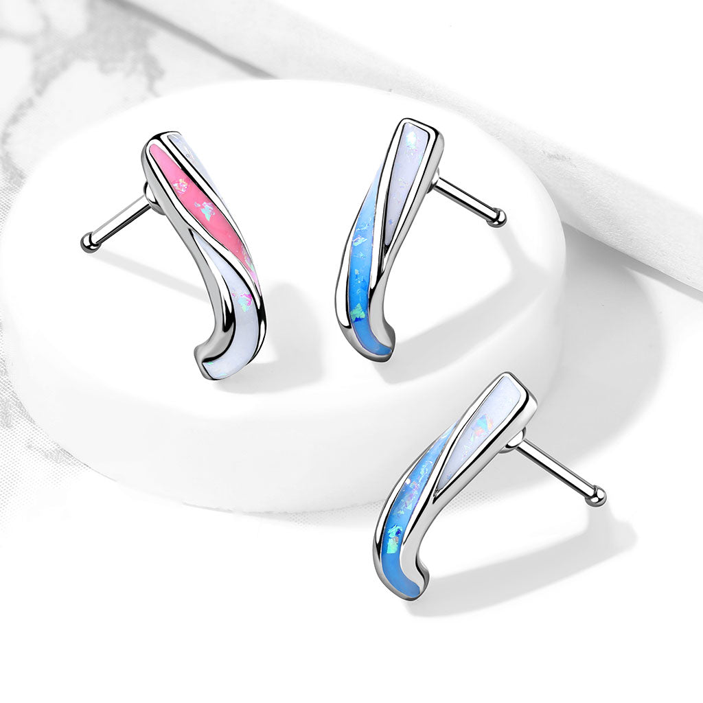 Surgical Steel 20 Gauge Nose Bone Stud with Opalite Twist Crawler - photo 2