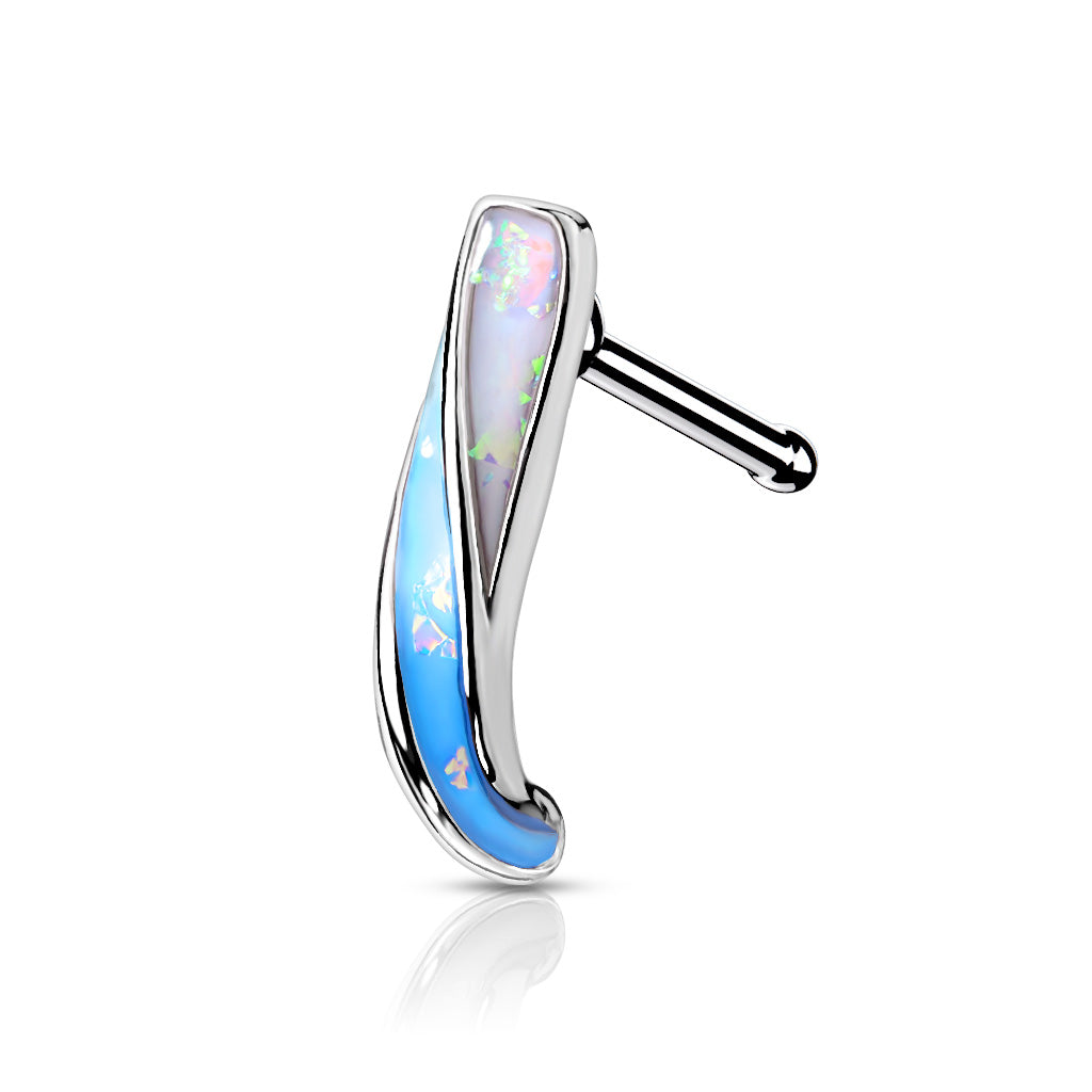 Surgical Steel 20 Gauge Nose Bone Stud with Opalite Twist Crawler - photo 3