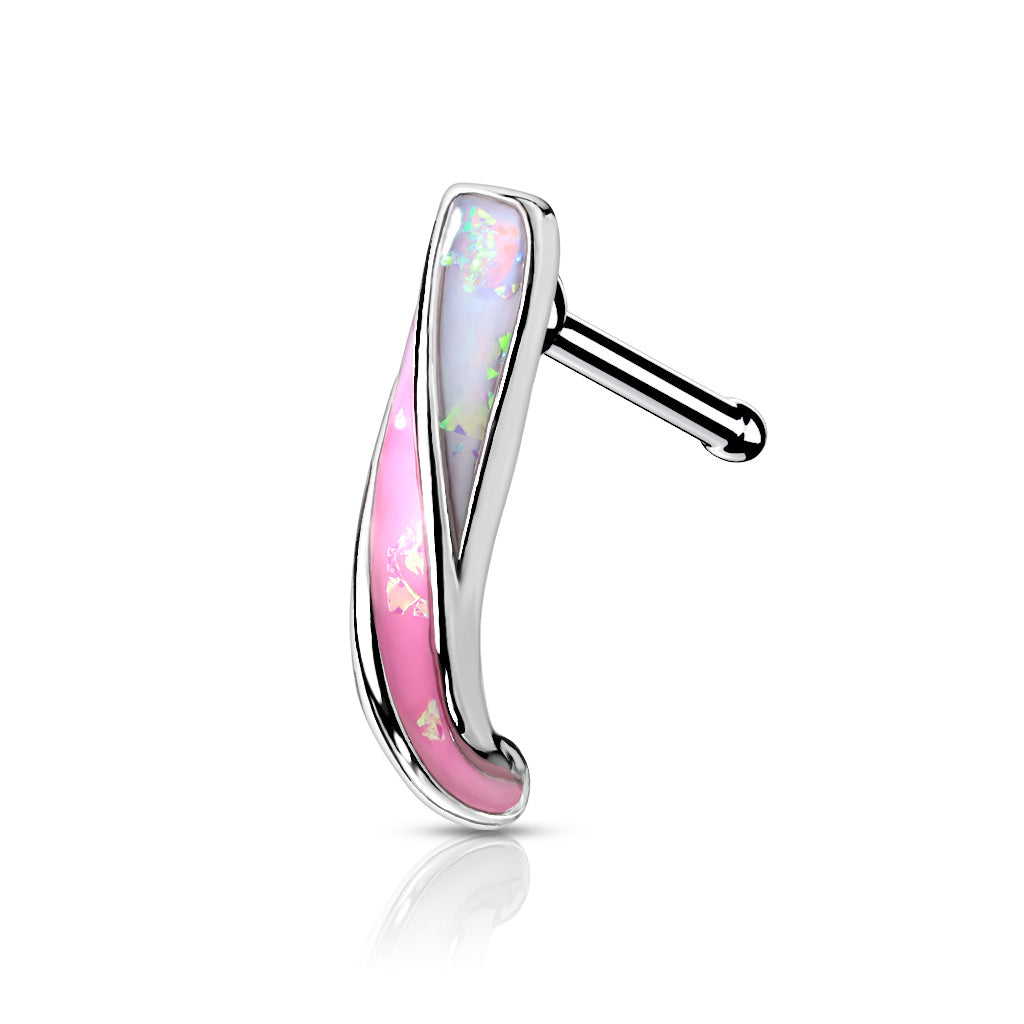 Surgical Steel 20 Gauge Nose Bone Stud with Opalite Twist Crawler - photo 4
