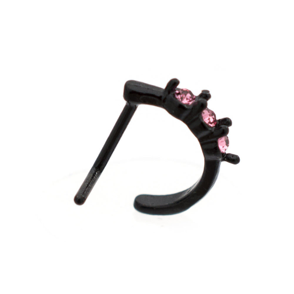 Surgical Steel 20 Gauge L-Shaped Nose Stud with Threeline CZ - photo 11