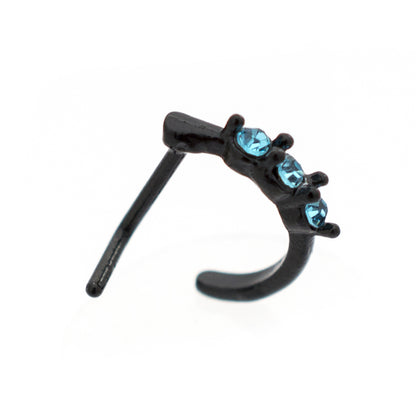 Surgical Steel 20 Gauge L-Shaped Nose Stud with Threeline CZ - photo 12