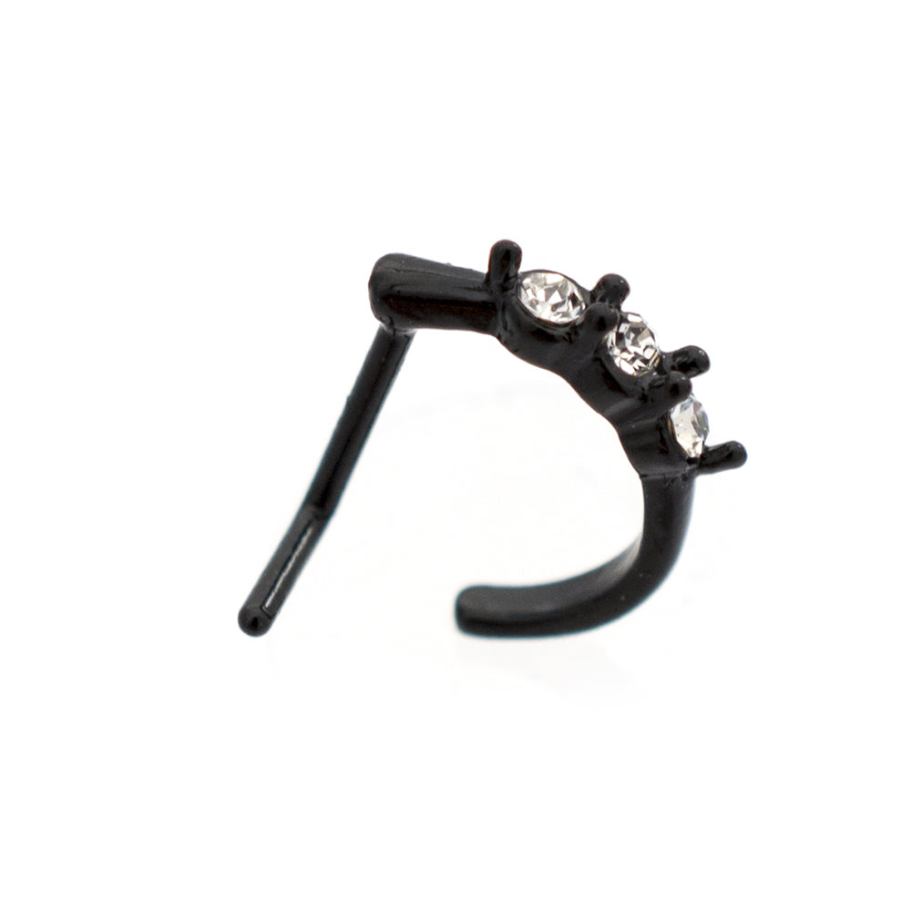 Surgical Steel 20 Gauge L-Shaped Nose Stud with Threeline CZ - photo 13