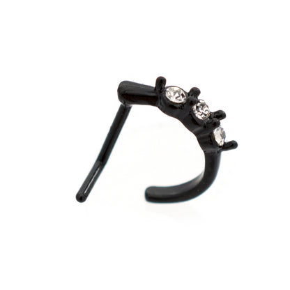 Surgical Steel 20 Gauge L-Shaped Nose Stud with Threeline CZ - photo 13