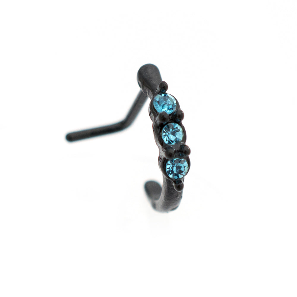 Surgical Steel 20 Gauge L-Shaped Nose Stud with Threeline CZ - photo 9