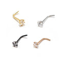 Surgical Steel L-Bend Nose Stud with Square CZ - 18 & 20 Gauge