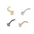 Surgical Steel L-Bend Nose Stud with Square CZ - 18 & 20 Gauge