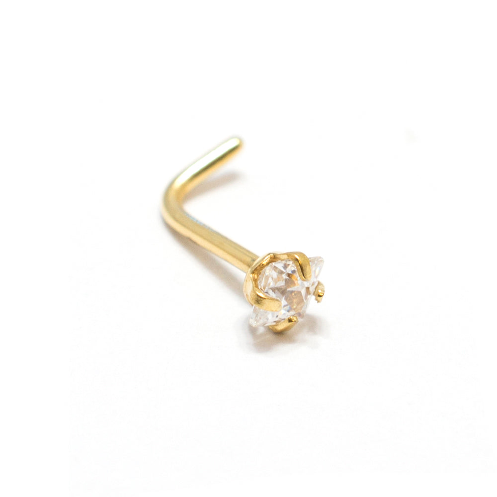Surgical Steel L-Bend Nose Stud with Square CZ - 18 & 20 Gauge - photo 12