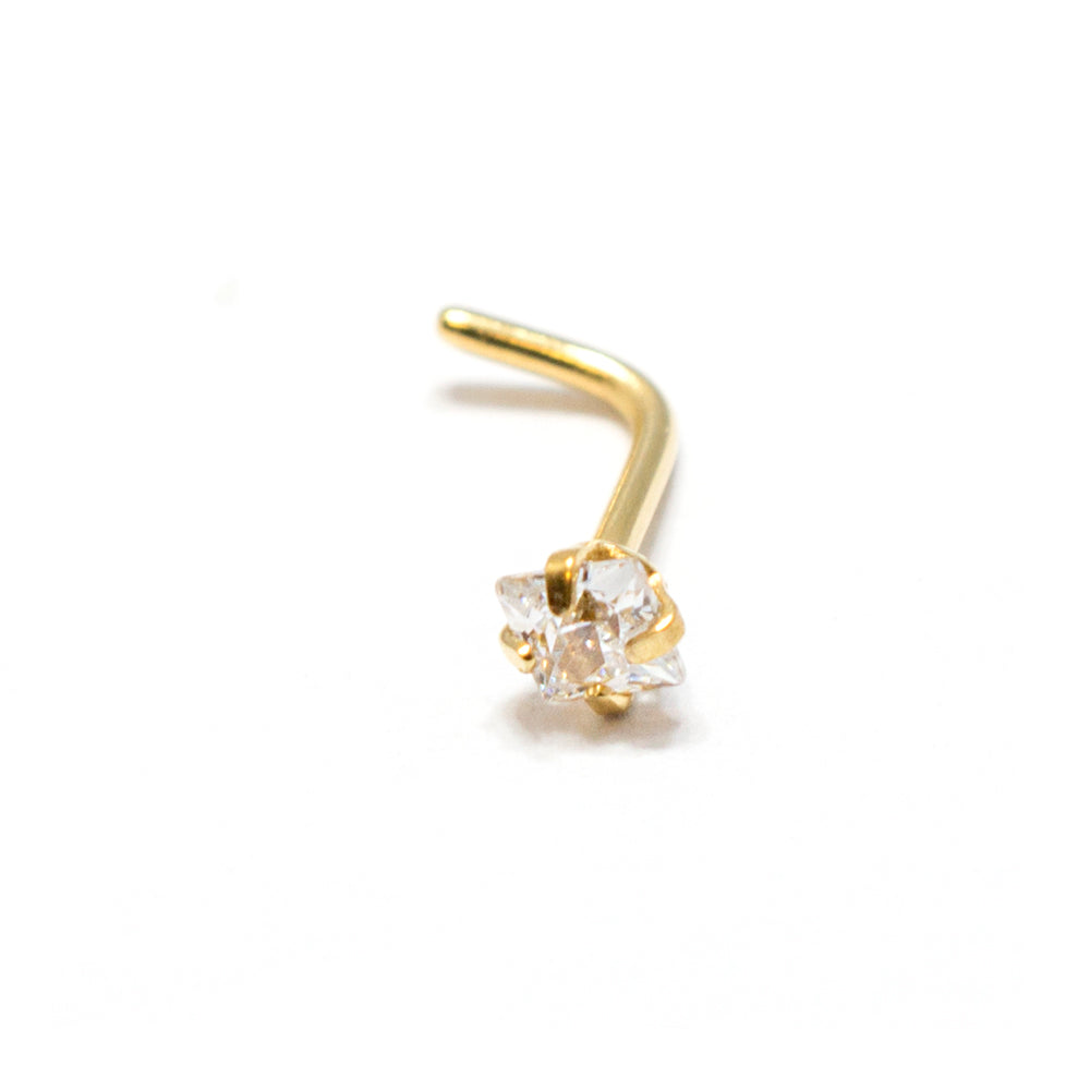 Surgical Steel L-Bend Nose Stud with Square CZ - 18 & 20 Gauge - photo 13