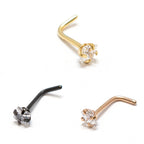 Surgical Steel L-Bend Nose Stud with Square CZ - 18 & 20 Gauge - photo 2