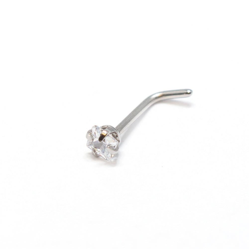 Surgical Steel L-Bend Nose Stud with Square CZ - 18 & 20 Gauge - photo 3