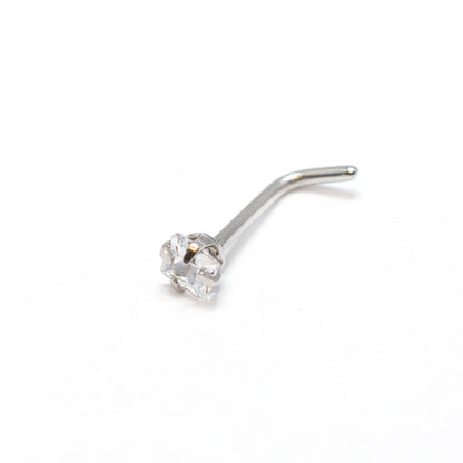 Surgical Steel L-Bend Nose Stud with Square CZ - 18 & 20 Gauge - photo 3
