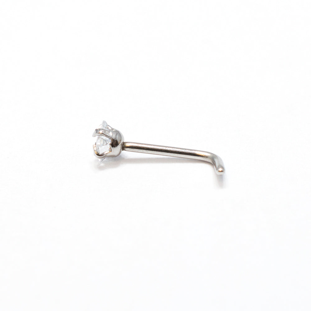Surgical Steel L-Bend Nose Stud with Square CZ - 18 & 20 Gauge - photo 4