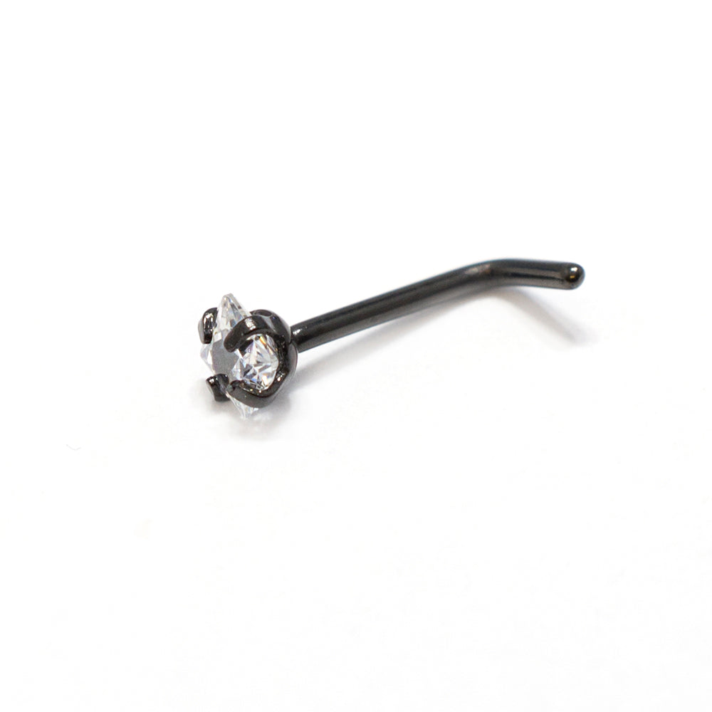 Surgical Steel L-Bend Nose Stud with Square CZ - 18 & 20 Gauge - photo 6