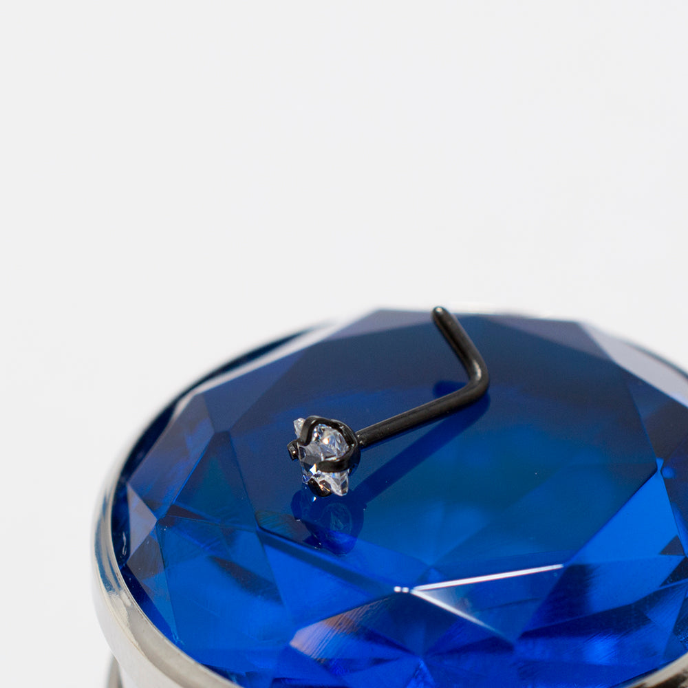 Surgical Steel L-Bend Nose Stud with Square CZ - 18 & 20 Gauge - photo 8