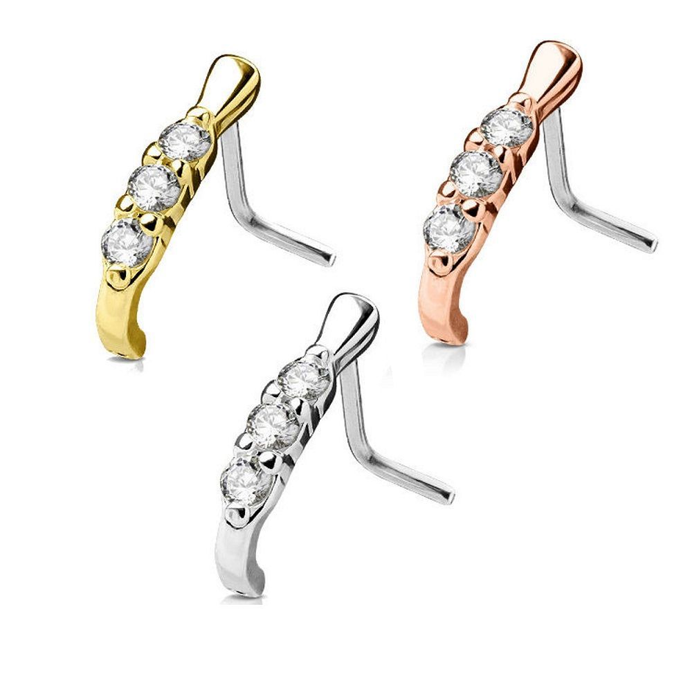 Surgical Steel 20 Gauge L Shape CZ Nose Screw Crawler Stud 6mm