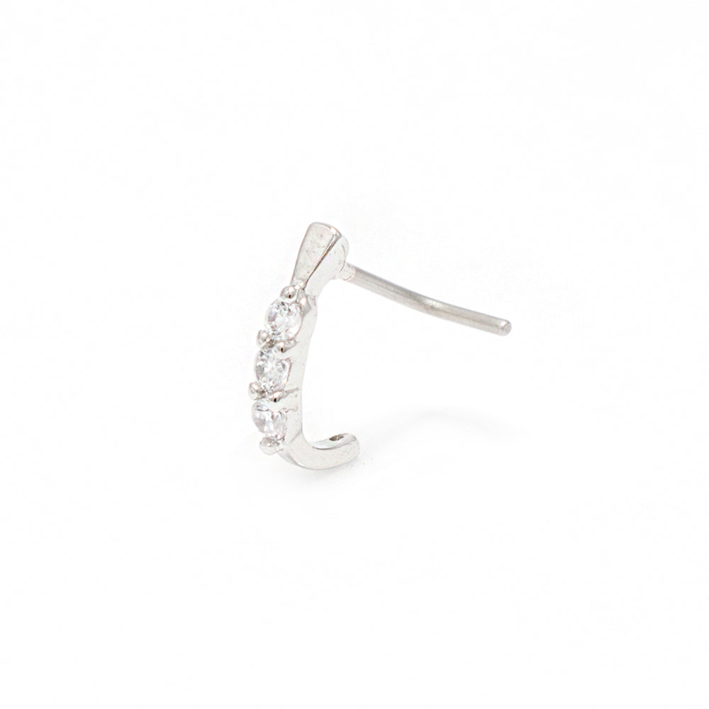 Surgical Steel 20 Gauge L Shape CZ Nose Screw Crawler Stud 6mm